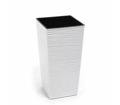 Siena Garden Pflanzkübel Nizza, eckig, 25x25x46,5 cm Rillenoptik in weiß Kunststoff